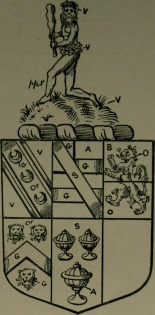 An illustration from Middlesex pedigrees, as collected by Richard Mundy in Harleian ms. no. 1551, 1914, leaf 24
