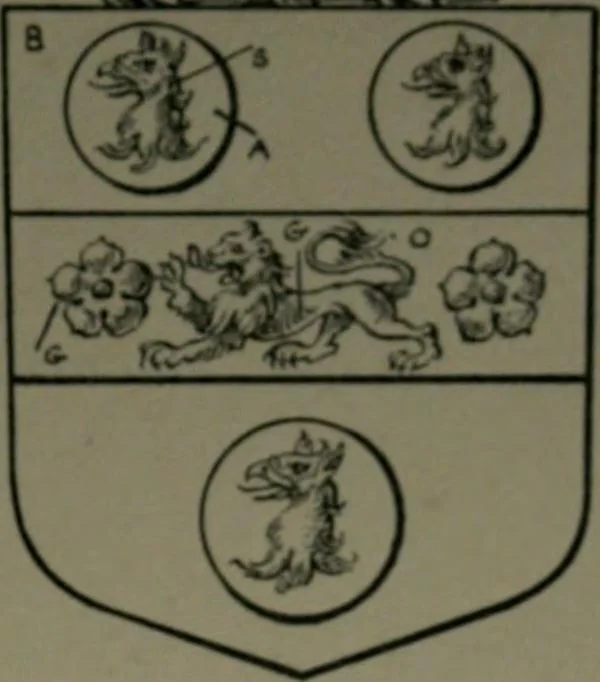 An illustration from Middlesex pedigrees, as collected by Richard Mundy in Harleian ms. no. 1551, 1914, leaf 30