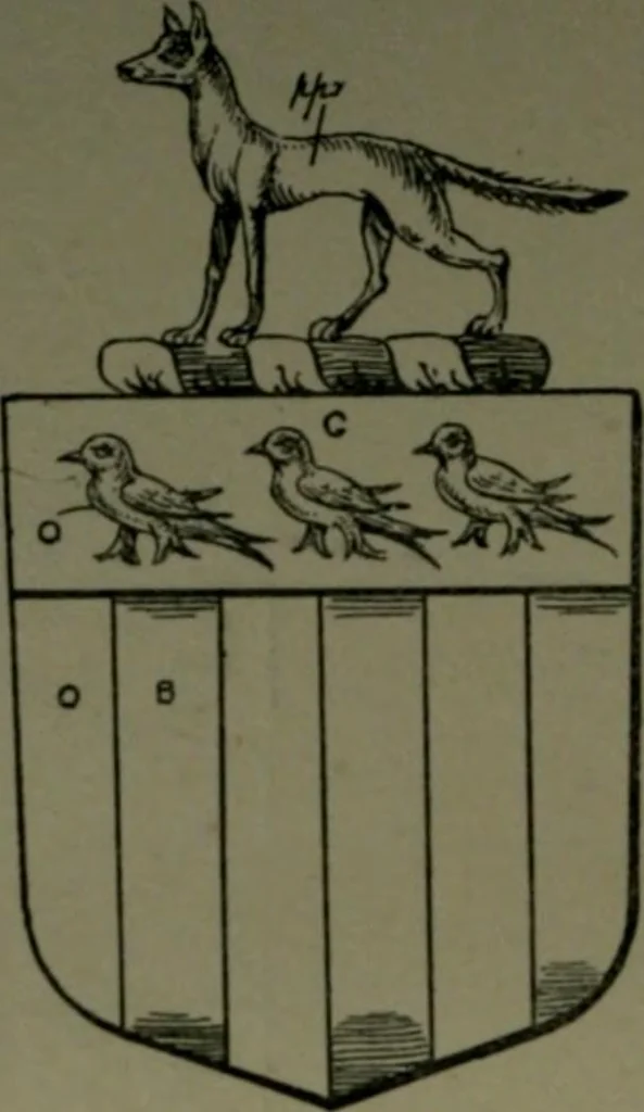 An illustration from Middlesex pedigrees, as collected by Richard Mundy in Harleian ms. no. 1551, 1914, leaf 37