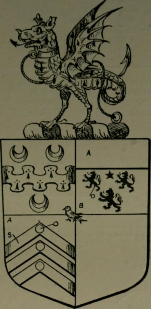 An illustration from Middlesex pedigrees, as collected by Richard Mundy in Harleian ms. no. 1551, 1914, leaf 40