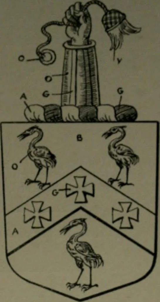 An illustration from Middlesex pedigrees, as collected by Richard Mundy in Harleian ms. no. 1551, 1914, leaf 44