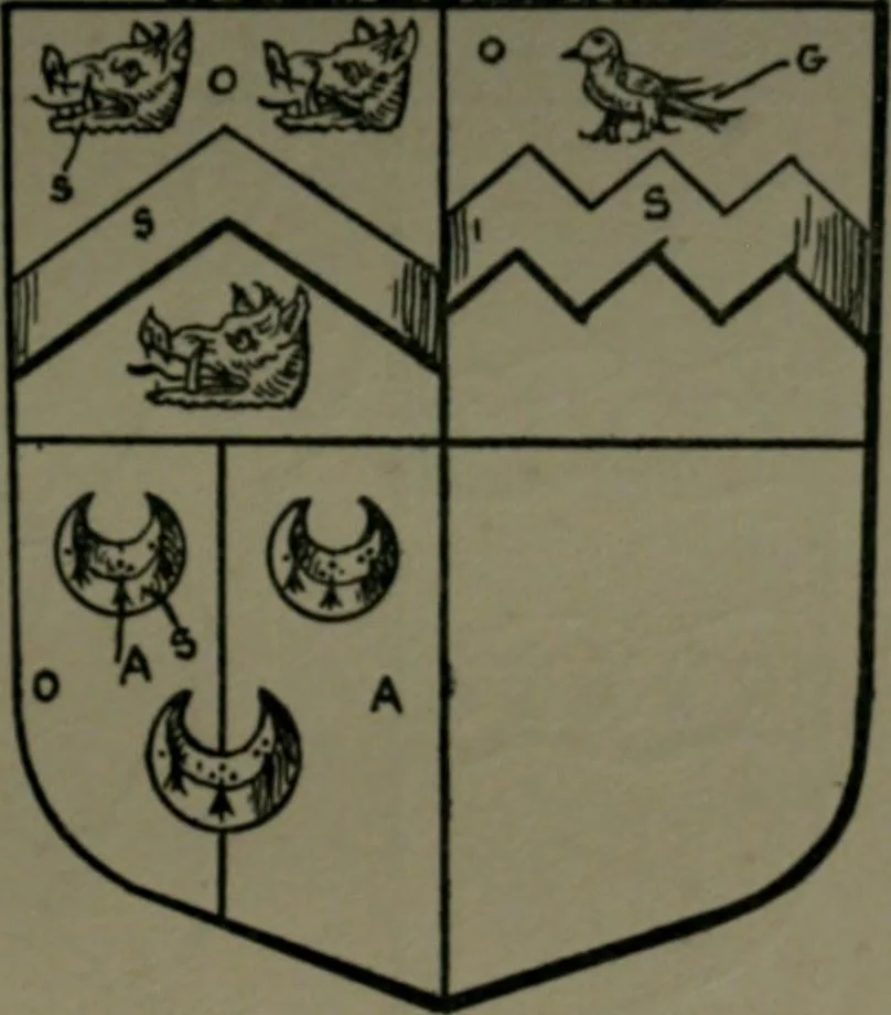 An illustration from Middlesex pedigrees, as collected by Richard Mundy in Harleian ms. no. 1551, 1914, leaf 46