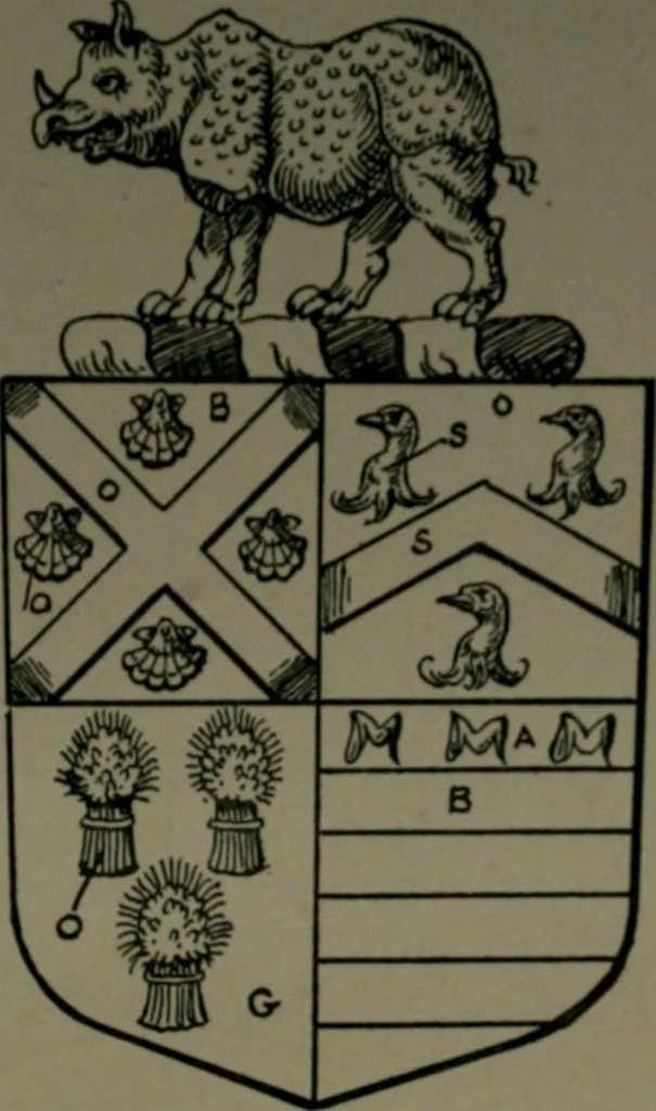 An illustration from Middlesex pedigrees, as collected by Richard Mundy in Harleian ms. no. 1551, 1914, leaf 48