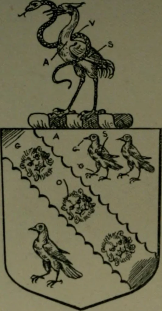 An illustration from Middlesex pedigrees, as collected by Richard Mundy in Harleian ms. no. 1551, 1914, leaf 49