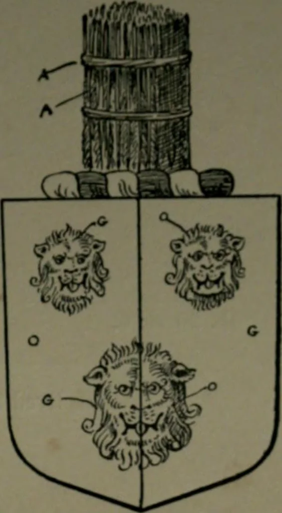 An illustration from Middlesex pedigrees, as collected by Richard Mundy in Harleian ms. no. 1551, 1914, leaf 50