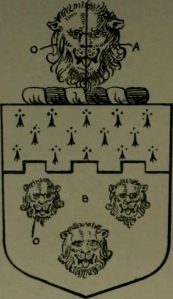 An illustration from Middlesex pedigrees, as collected by Richard Mundy in Harleian ms. no. 1551, 1914, leaf 53