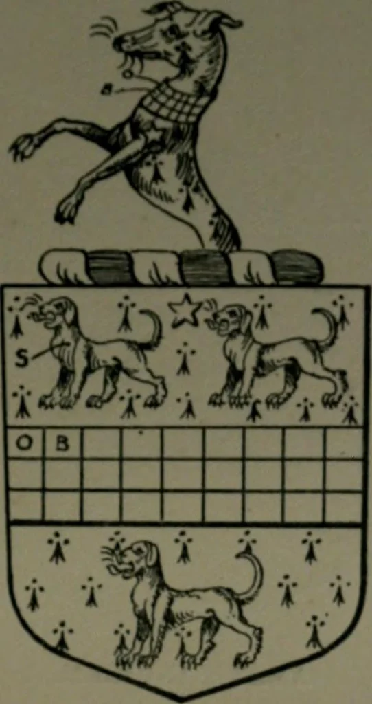 An illustration from Middlesex pedigrees, as collected by Richard Mundy in Harleian ms. no. 1551, 1914, leaf 54