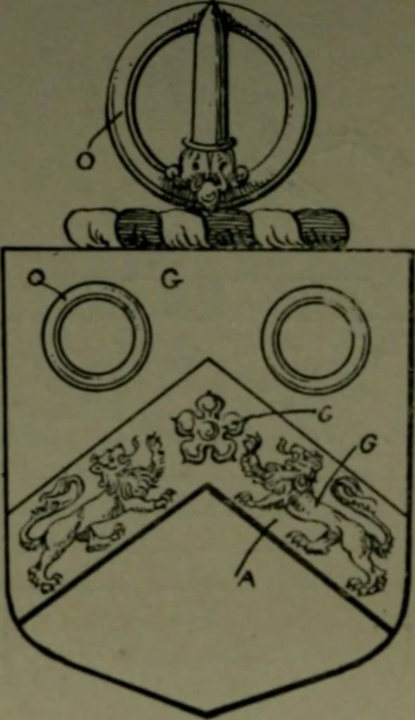 An illustration from Middlesex pedigrees, as collected by Richard Mundy in Harleian ms. no. 1551, 1914, leaf 55