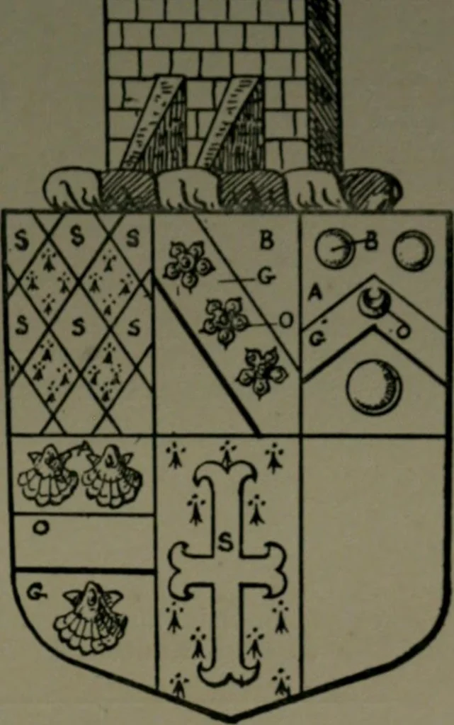 An illustration from Middlesex pedigrees, as collected by Richard Mundy in Harleian ms. no. 1551, 1914, leaf 56