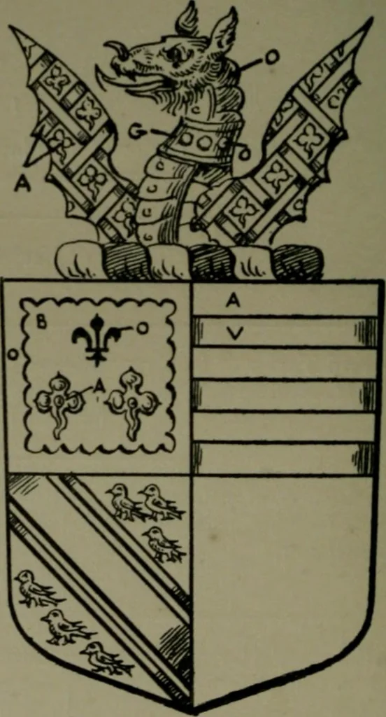 An illustration from Middlesex pedigrees, as collected by Richard Mundy in Harleian ms. no. 1551, 1914, leaf 59