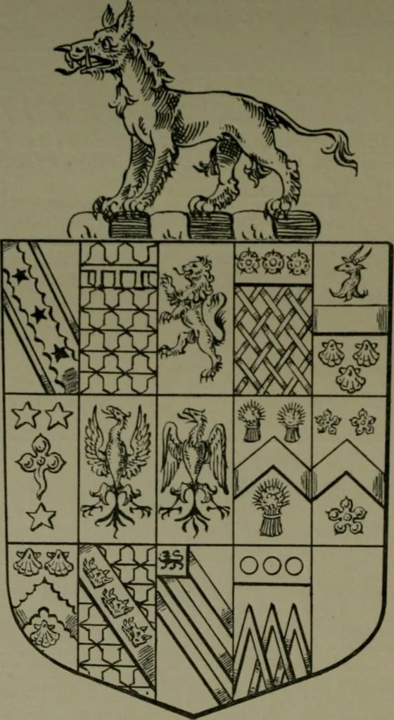 An illustration from Middlesex pedigrees, as collected by Richard Mundy in Harleian ms. no. 1551, 1914, leaf 63