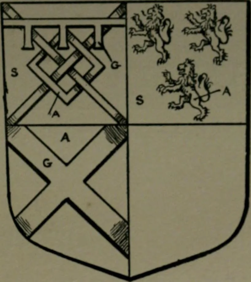 An illustration from Middlesex pedigrees, as collected by Richard Mundy in Harleian ms. no. 1551, 1914, leaf 68