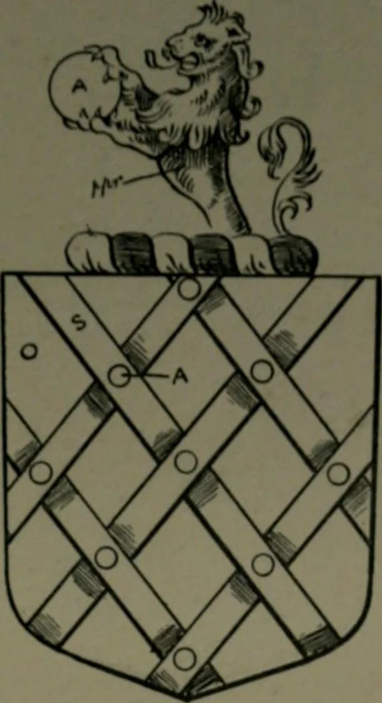 An illustration from Middlesex pedigrees, as collected by Richard Mundy in Harleian ms. no. 1551, 1914, leaf 70