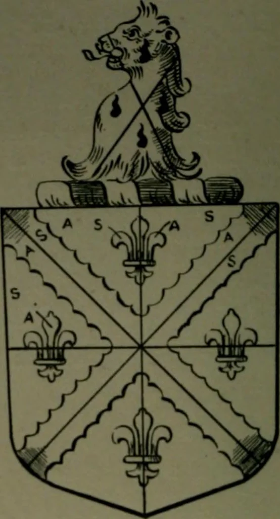 An illustration from Middlesex pedigrees, as collected by Richard Mundy in Harleian ms. no. 1551, 1914, leaf 73