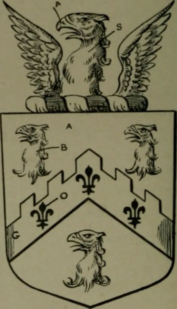 An illustration from Middlesex pedigrees, as collected by Richard Mundy in Harleian ms. no. 1551, 1914, leaf 73