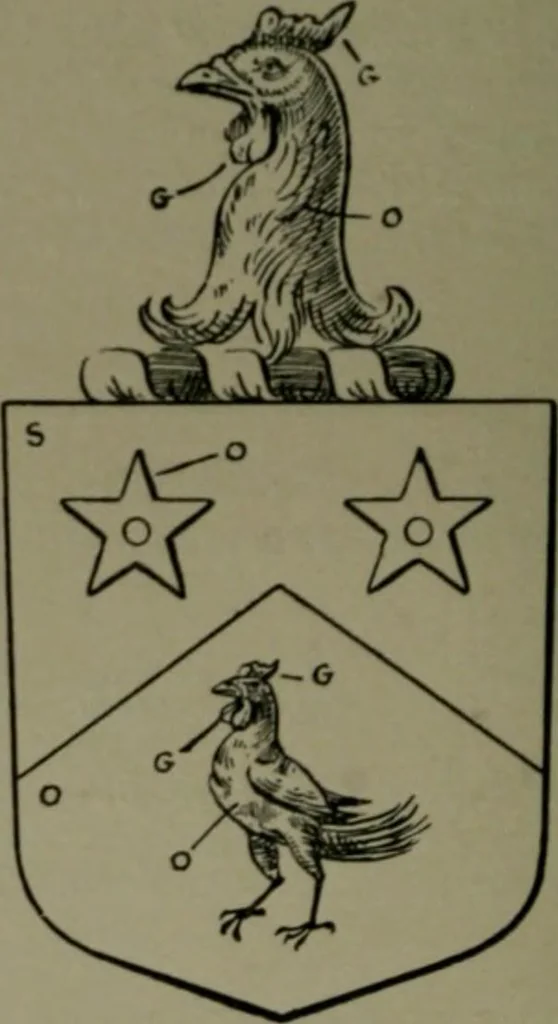 An illustration from Middlesex pedigrees, as collected by Richard Mundy in Harleian ms. no. 1551, 1914, leaf 77