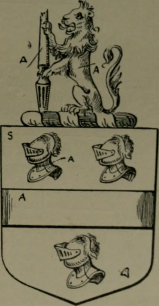 An illustration from Middlesex pedigrees, as collected by Richard Mundy in Harleian ms. no. 1551, 1914, leaf 78
