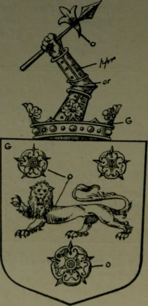 An illustration from Middlesex pedigrees, as collected by Richard Mundy in Harleian ms. no. 1551, 1914, leaf 85
