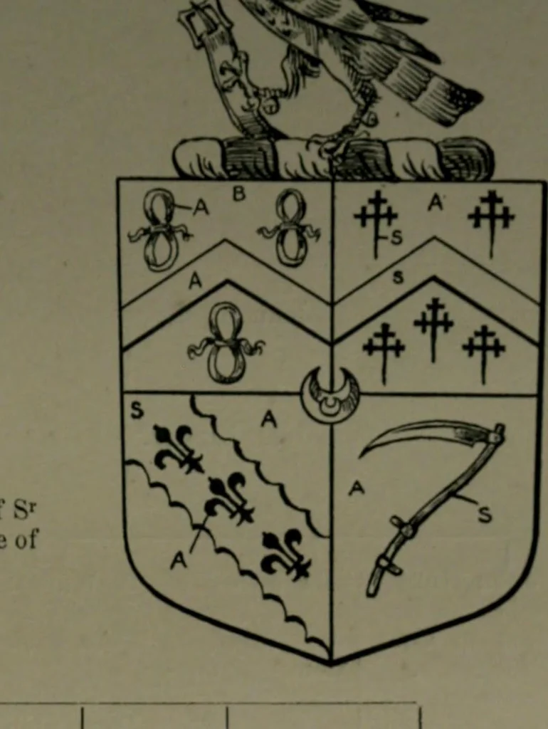 An illustration from Middlesex pedigrees, as collected by Richard Mundy in Harleian ms. no. 1551, 1914, leaf 96