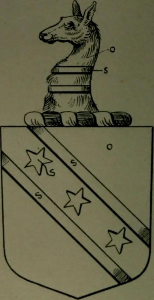 An illustration from Middlesex pedigrees, as collected by Richard Mundy in Harleian ms. no. 1551, 1914, leaf 97