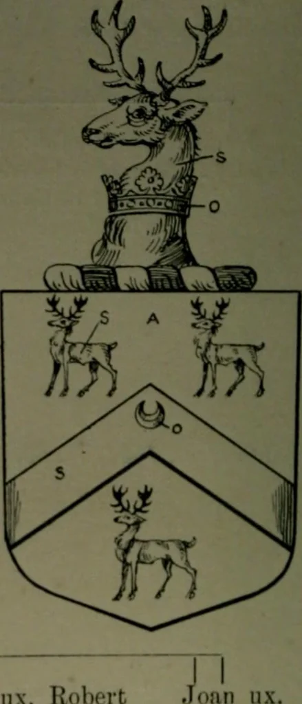 An illustration from Middlesex pedigrees, as collected by Richard Mundy in Harleian ms. no. 1551, 1914, leaf 99