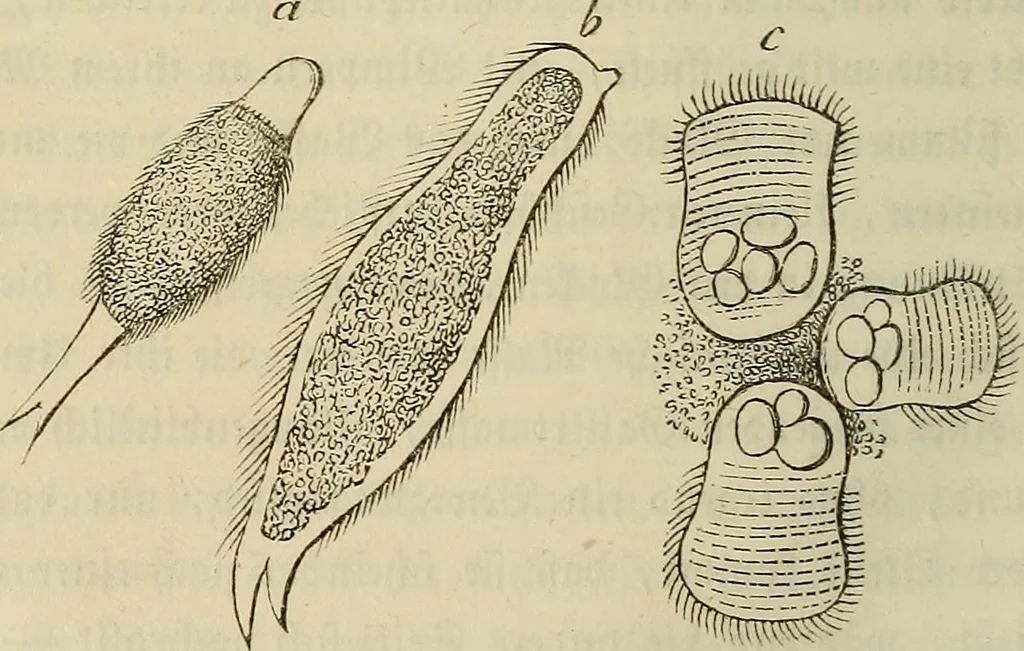 An illustration from Mikroskopische Bilder : Naturansichten aus dem kleinsten Raume ; ein Gemälde des Mikrokosmus in seinen Gestalten und Gesetzen, 1853, leaf 391