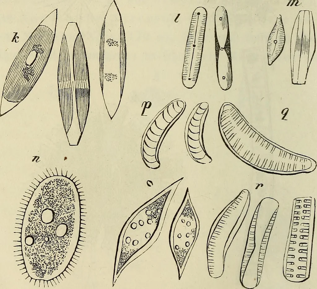 An illustration from Mikroskopische Bilder : Naturansichten aus dem kleinsten Raume ; ein Gemälde des Mikrokosmus in seinen Gestalten und Gesetzen, 1853, leaf 405
