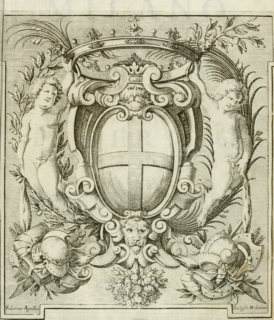 An illustration from Milano consolato nell' elettione a questo arciuescouado, e promotione alla sagra porpora dell' eminentissimo Federico Visconti : colla sua solennissima entrata seguita a' 11. genaro 1682 e fontioni antecedenti, 1682, leaf 4