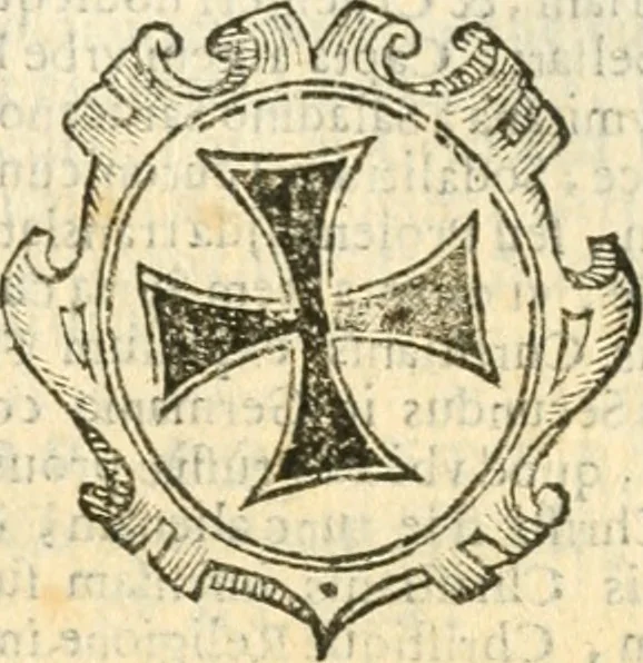 An illustration from Militarium ordinum origines, statuta, symbola, et insignia, iconibus, additis genuinis : hac editione multorum ordinum, & quoquot extitere, accessione locupletata, serie[que] temporum distributa, 1623, leaf 50