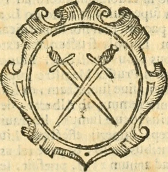 An illustration from Militarium ordinum origines, statuta, symbola, et insignia, iconibus, additis genuinis : hac editione multorum ordinum, & quoquot extitere, accessione locupletata, serie[que] temporum distributa, 1623, leaf 54