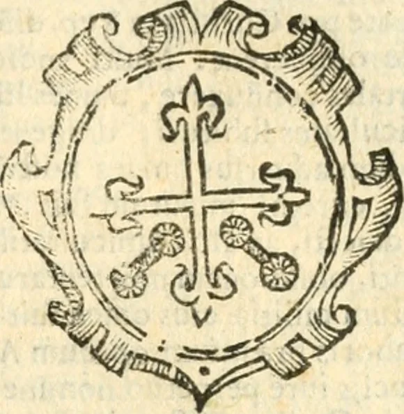 An illustration from Militarium ordinum origines, statuta, symbola, et insignia, iconibus, additis genuinis : hac editione multorum ordinum, & quoquot extitere, accessione locupletata, serie[que] temporum distributa, 1623, leaf 58