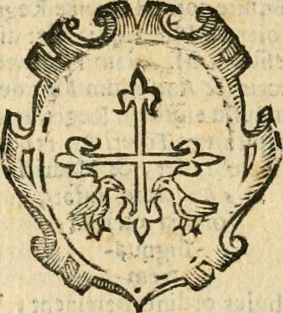 An illustration from Militarium ordinum origines, statuta, symbola, et insignia, iconibus, additis genuinis : hac editione multorum ordinum, & quoquot extitere, accessione locupletata, serie[que] temporum distributa, 1623, leaf 59
