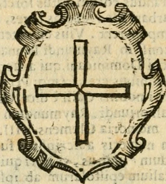 An illustration from Militarium ordinum origines, statuta, symbola, et insignia, iconibus, additis genuinis : hac editione multorum ordinum, & quoquot extitere, accessione locupletata, serie[que] temporum distributa, 1623, leaf 63
