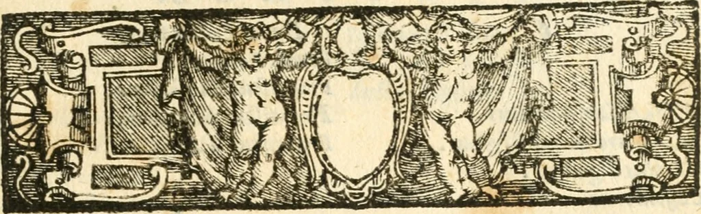 An illustration from Militarium ordinum origines, statuta, symbola, et insignia, iconibus, additis genuinis : hac editione multorum ordinum, & quoquot extitere, accessione locupletata, serie[que] temporum distributa, 1623, leaf 8