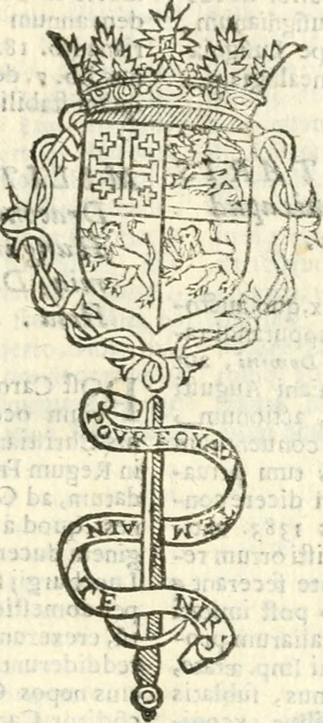 An illustration from Militarium ordinum origines, statuta, symbola, et insignia, iconibus, additis genuinis : hac editione multorum ordinum, & quoquot extitere, accessione locupletata, serie[que] temporum distributa, 1623, leaf 82