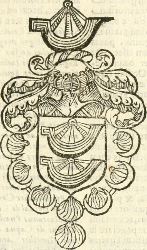 An illustration from Militarium ordinum origines, statuta, symbola, et insignia, iconibus, additis genuinis : hac editione multorum ordinum, & quoquot extitere, accessione locupletata, serie[que] temporum distributa, 1623, leaf 88