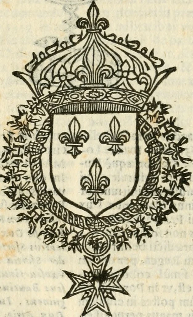 An illustration from Militarium ordinum origines, statuta, symbola, et insignia, iconibus, additis genuinis : hac editione multorum ordinum, & quoquot extitere, accessione locupletata, serie[que] temporum distributa, 1623, leaf 93