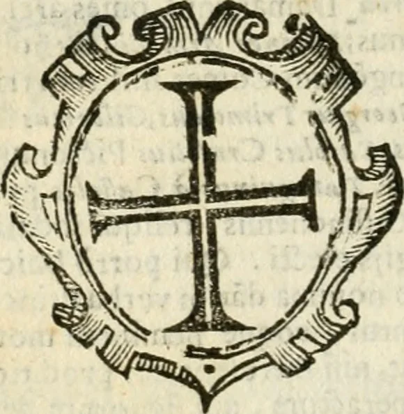 An illustration from Militarium ordinum origines, statuta, symbola, et insignia, iconibus, additis genuinis : hac editione multorum ordinum, & quoquot extitere, accessione locupletata, serie[que] temporum distributa, 1623, leaf 95