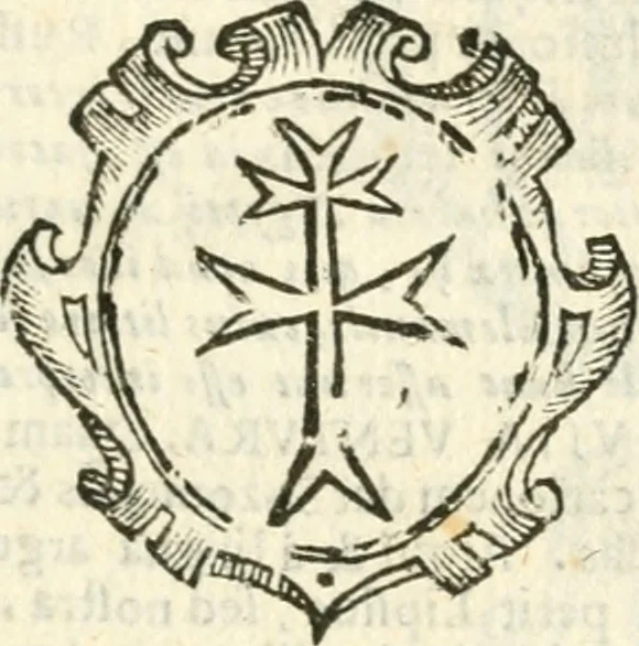 An illustration from Militarium ordinum origines, statuta, symbola, et insignia, iconibus, additis genuinis : hac editione multorum ordinum, & quoquot extitere, accessione locupletata, serie[que] temporum distributa, 1623, leaf 96