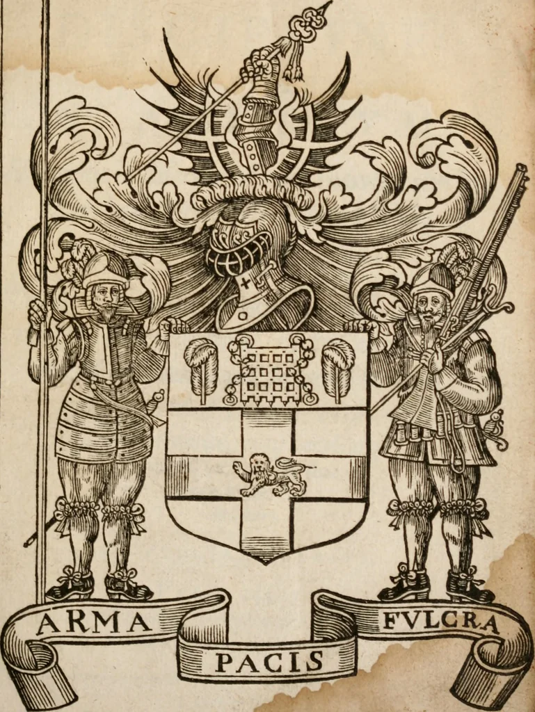 An illustration from Military discipline: or, The young artillery man. Wherein is discoursed and showne the postures both of musket and pike: the exactest ways, & c. together with the motions which are to be used, in the exercising of a foot -company. With divers and severall formes and figures of battell .., 1635, leaf 4