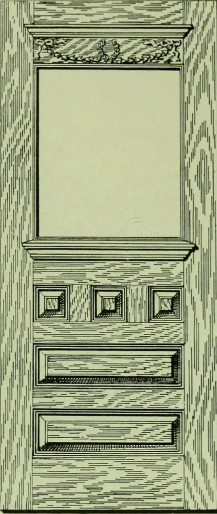 An illustration from Millwork catalogue : makers of the original patent dowelled doors, sash, blinds, fine interior finish, store and office fixtures, bank counters, dealers in lumber, etc, 1904, leaf 112