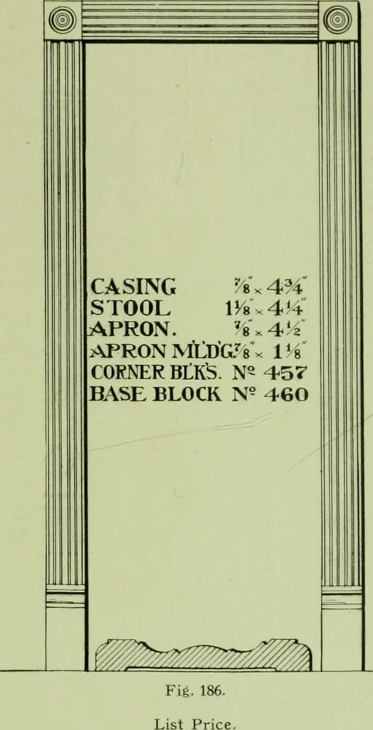 An illustration from Millwork catalogue : makers of the original patent dowelled doors, sash, blinds, fine interior finish, store and office fixtures, bank counters, dealers in lumber, etc, 1904, leaf 120