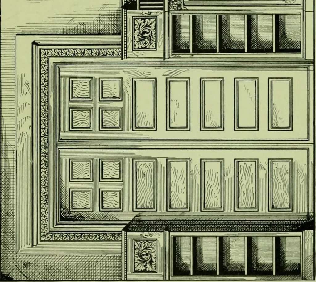 An illustration from Millwork catalogue : makers of the original patent dowelled doors, sash, blinds, fine interior finish, store and office fixtures, bank counters, dealers in lumber, etc, 1904, leaf 126
