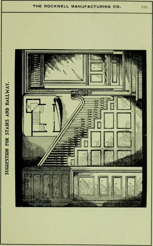 An illustration from Millwork catalogue : makers of the original patent dowelled doors, sash, blinds, fine interior finish, store and office fixtures, bank counters, dealers in lumber, etc, 1904, leaf 134