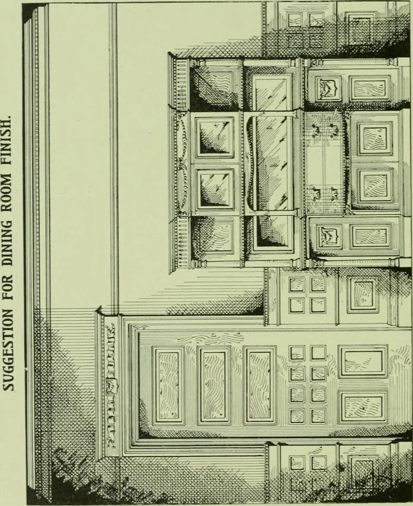 An illustration from Millwork catalogue : makers of the original patent dowelled doors, sash, blinds, fine interior finish, store and office fixtures, bank counters, dealers in lumber, etc, 1904, leaf 135