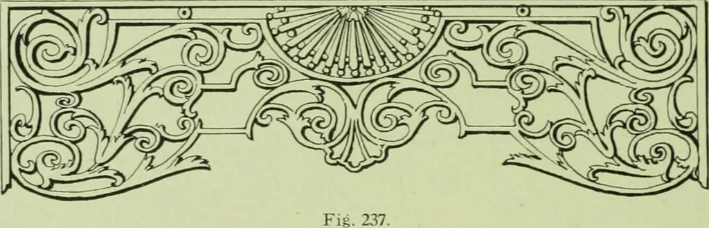 An illustration from Millwork catalogue : makers of the original patent dowelled doors, sash, blinds, fine interior finish, store and office fixtures, bank counters, dealers in lumber, etc, 1904, leaf 147