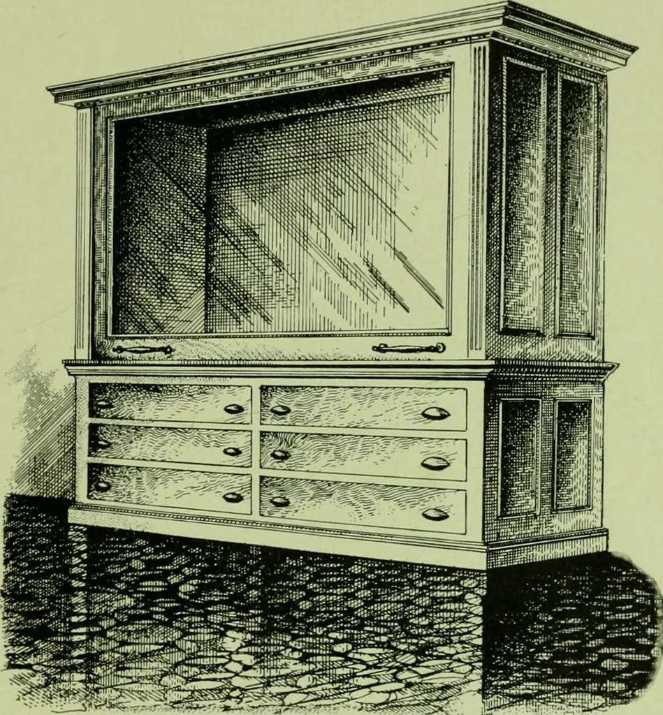 An illustration from Millwork catalogue : makers of the original patent dowelled doors, sash, blinds, fine interior finish, store and office fixtures, bank counters, dealers in lumber, etc, 1904, leaf 154