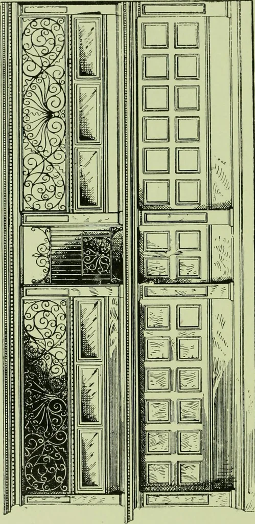An illustration from Millwork catalogue : makers of the original patent dowelled doors, sash, blinds, fine interior finish, store and office fixtures, bank counters, dealers in lumber, etc, 1904, leaf 157