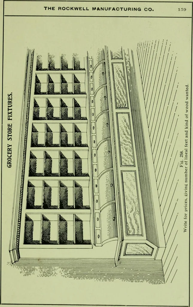 An illustration from Millwork catalogue : makers of the original patent dowelled doors, sash, blinds, fine interior finish, store and office fixtures, bank counters, dealers in lumber, etc, 1904, leaf 162