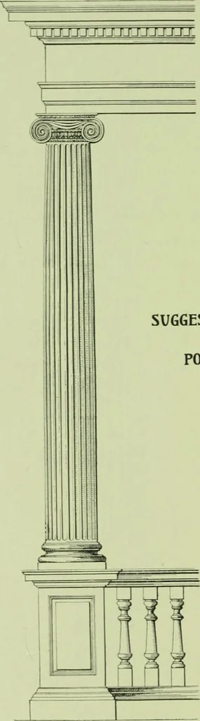 An illustration from Millwork catalogue : makers of the original patent dowelled doors, sash, blinds, fine interior finish, store and office fixtures, bank counters, dealers in lumber, etc, 1904, leaf 185